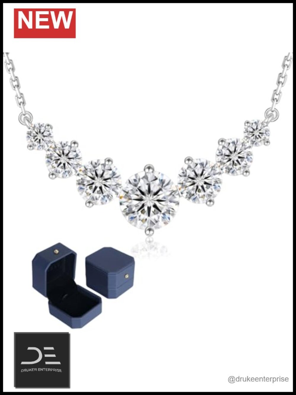 Moissanite Pendant Necklace 14K Gold Plated Sterling Silver 1.7ct